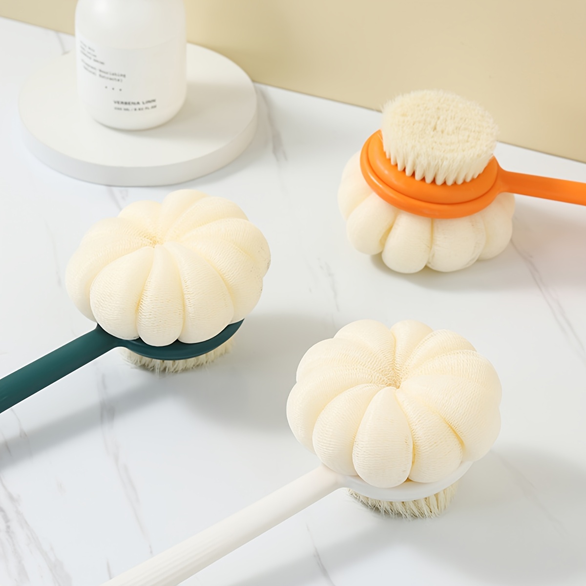 2 in 1 dual head bath brush with soft bristles lightweight massage ergonomic long handle bath scrubber for back random color options battery free bathing accessory bath accessories   design quality bathing tool Product details 0