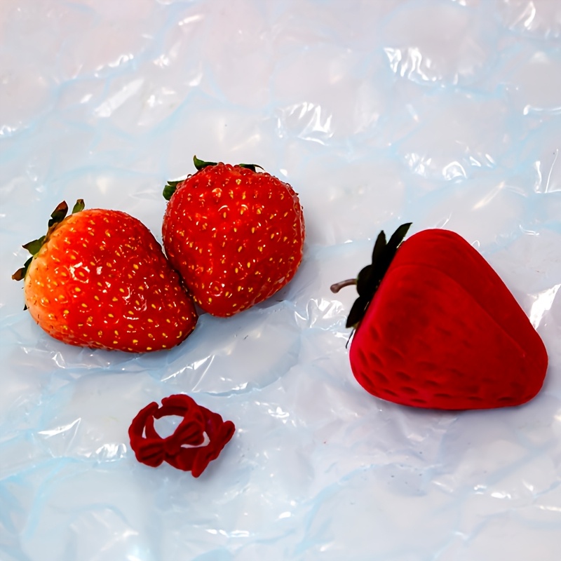 Cute Strawberry Jewelry Box for Rings, Plush Gift Packaging