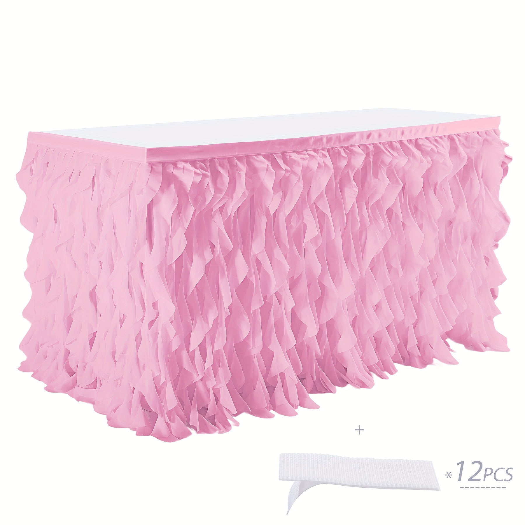 TEMU 1pc 6 Feet Exquisite And Colorful Polyester Party Tablecloth Table Skirt - Wrinkle Resistant, Tassel Design, Layered, Table Top Tablecloths -