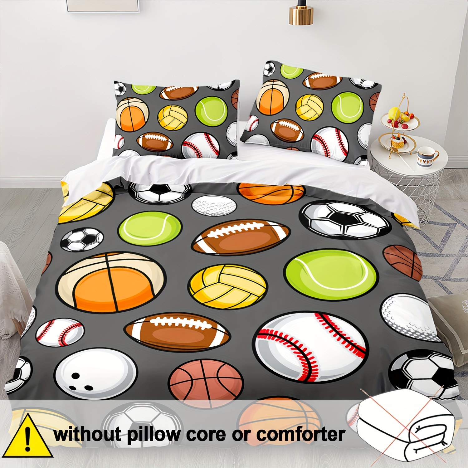 TEMU 2/3pcs Set Of Down Quilt Covers, Boy Football Sports Down Quilt Cover Single, Boy Double Football Bedding Set, Boy Football Single Bed Set, Boy