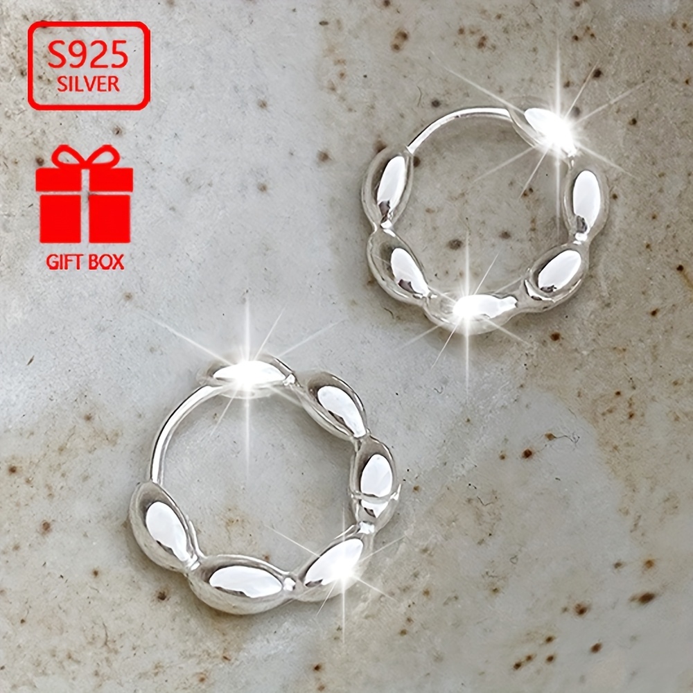 

(total Weight About 2.36g) 2pc Women's Fashion Hoop Earrings 925 Sterling Olive Beads Women's Earrings Suitable For , Activities, And Gatherings