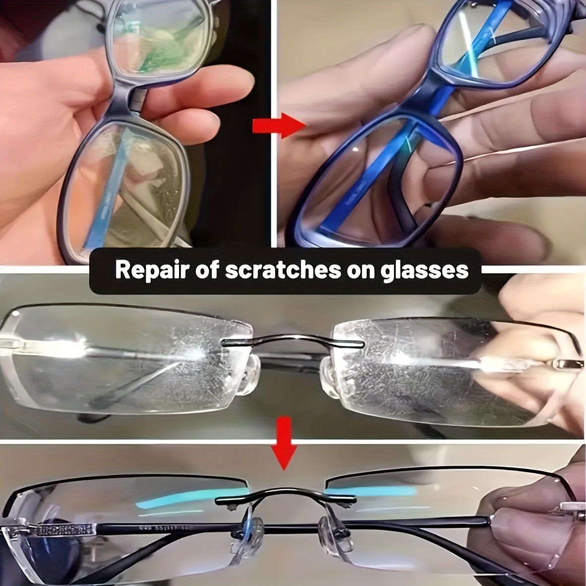 Fórmula Potente de Eliminación, Sin Residuos, Fácil Uso, Reparador para Rayones en Gafas y Protección Antirrayaduras, Diseño Elegante con Tubo, Mantenimiento de Gafas,Reparación de Gafas,Accesorio Moderno,Reparación Portátil,Fórmula Duradera,Reparación de Alta Calidad,Pulidor de Gafas,Kit de Reparación Óptica,Estudiantes,Usuarios de Lentes Contacto