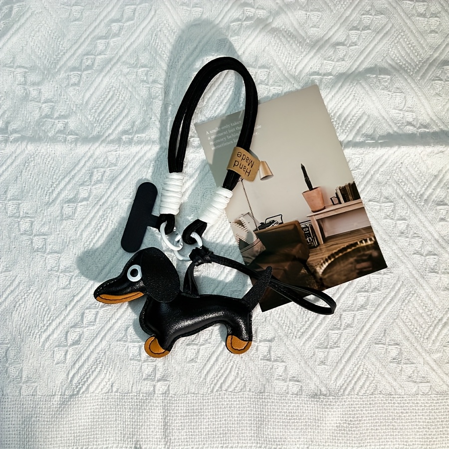 TEMU Un cordón para de teléfono con colgante de perro salchicha de diseño único con una correa corta tejida, adecuado para adiciones y dijes para
