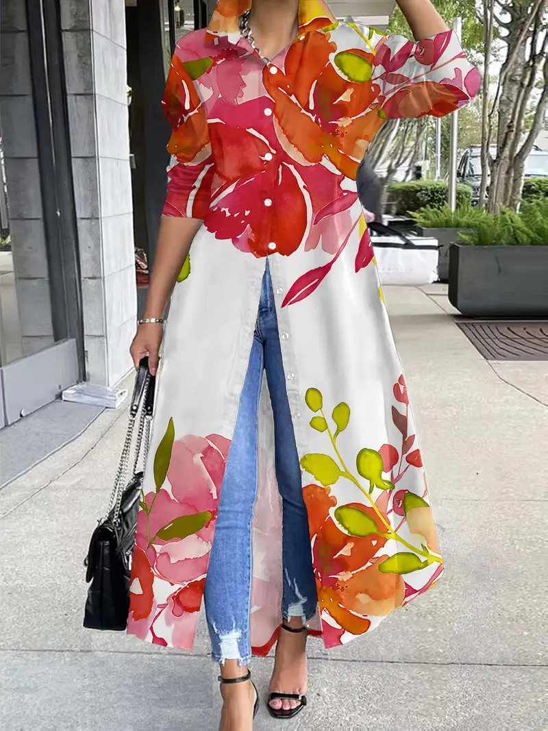 floral shirt dress outfit KIERA "SPRING" FLORAL PRINT SHIRT DRESS
