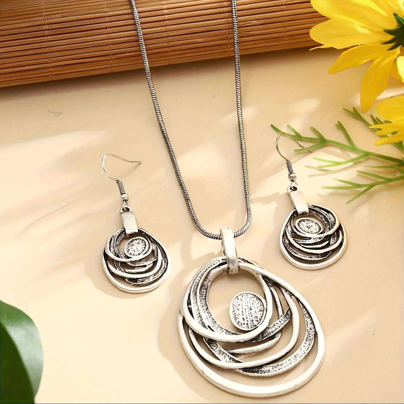 Vintage Bohemian Monkey Layer Earrings & Necklace Set