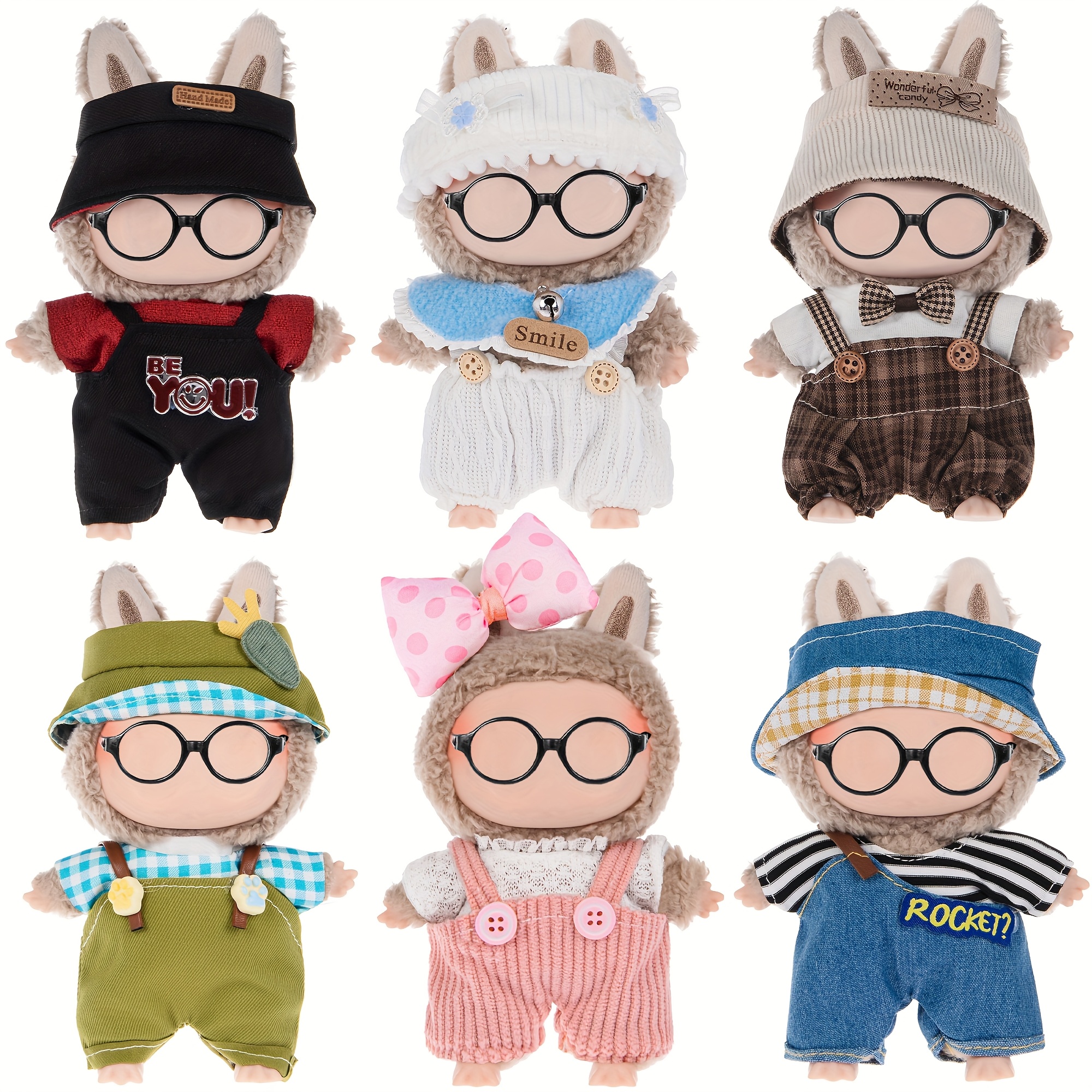 TEMU 6pcs Set Of Doll Clothes, Adorable Additions For (glasses And Doll Not Included) Gift 3+ For Labubu