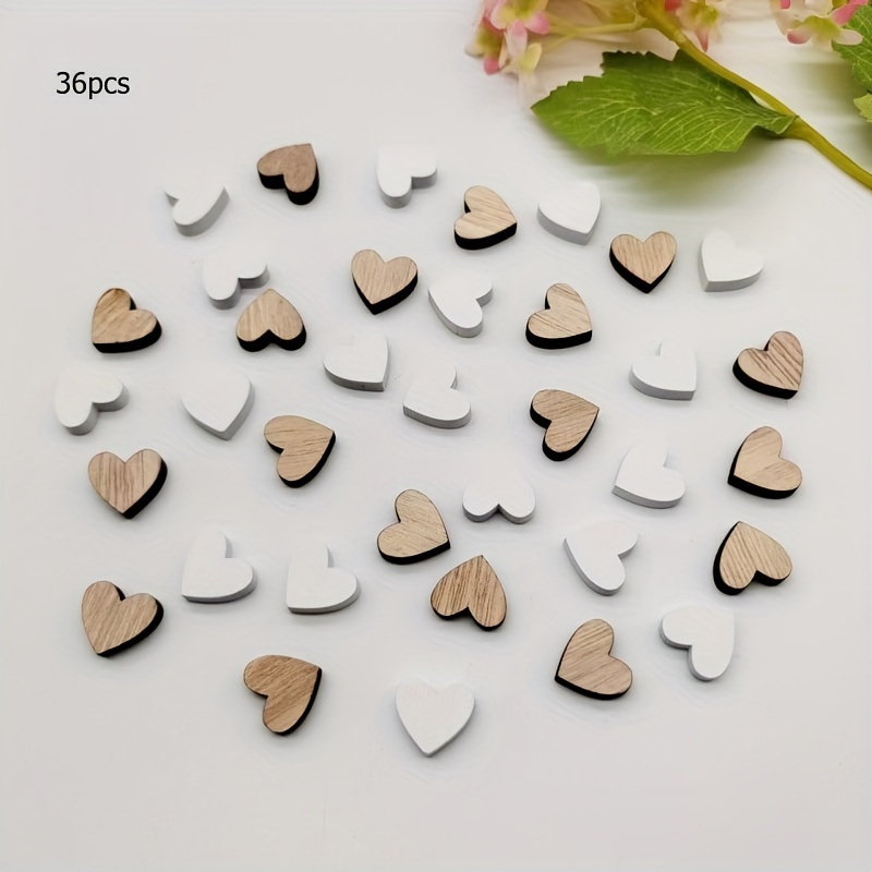 36pcs Wooden Hearts In Red, Natural & White - Perfect For Diy Home Decor, Weddings, Valentine's Day & Collectible Buildings & Accessories