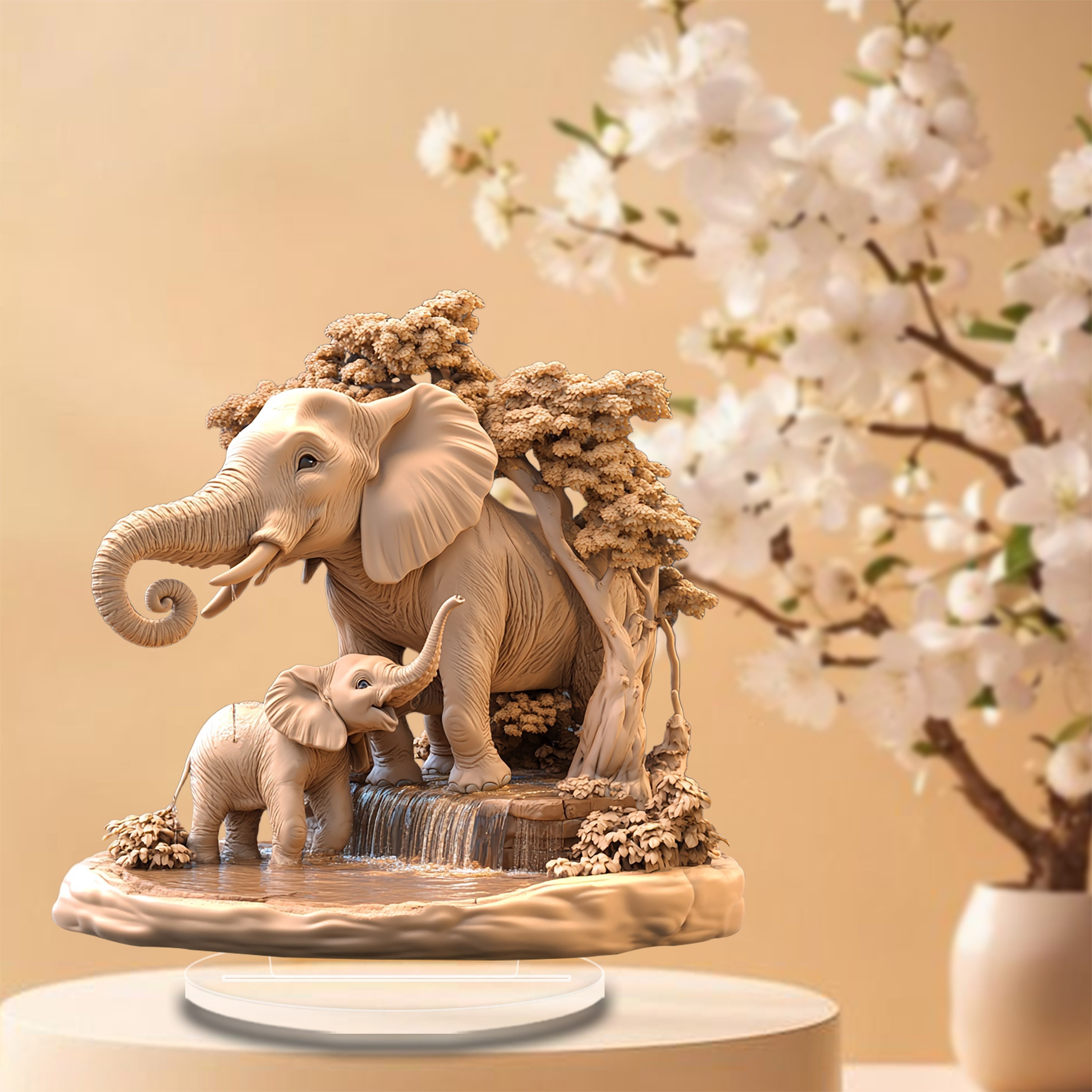 

1pc Style 2d Acrylic , Unique Tabletop Decor For Office, Cafe, Bedroom, Perfect Gift For Home & Porch, Multipurpose Elephant Theme Decorative Plaque