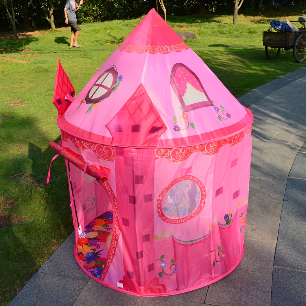 Pink Castle Tent - Breathable & Durable Indoor/Outdoor Play Tent with Colorful Floral Design, Perfect for Halloween & Christmas Gifts, Ideal for Kids to Create Their, Perfect for Outdoor