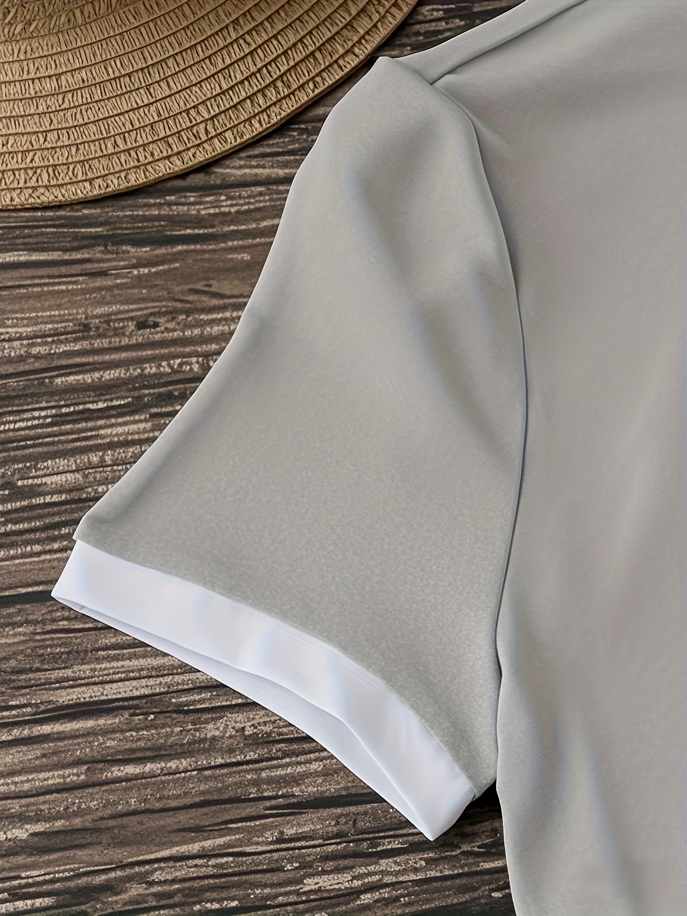 Contrast Trim Short Sleeve T-shirt, Casual Crew Neck Top For Spring & Summer, Women's Clothing