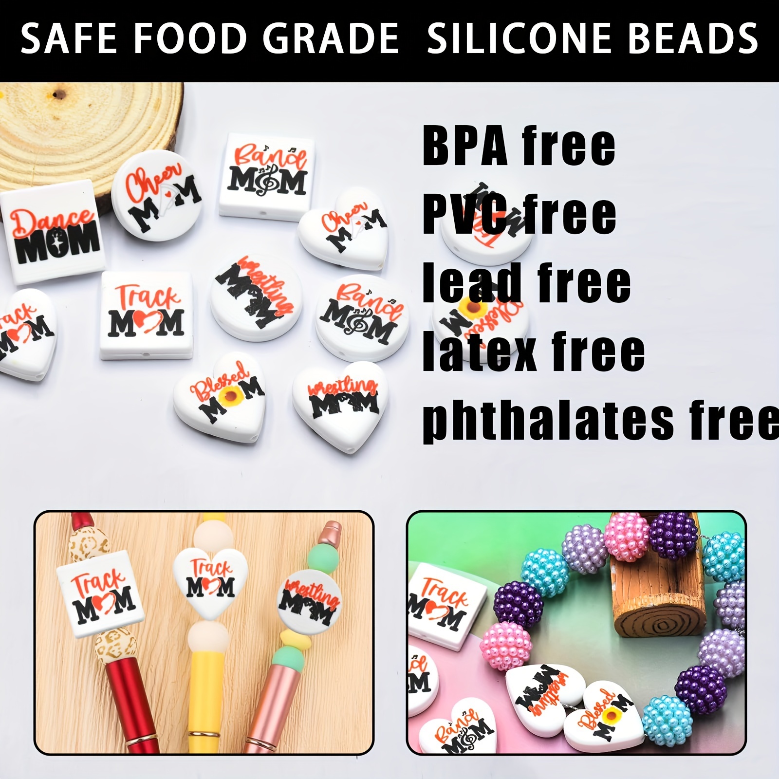 102 Pcs Silicone Beads for Keychain Making, DIY Silicone Beaded