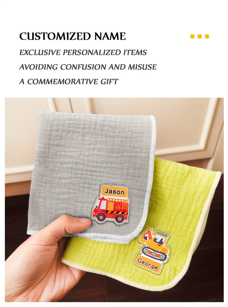 3pcs custom name   hand towels ultra soft   absorbent gauze with cute cartoon designs in multiple colors details 2