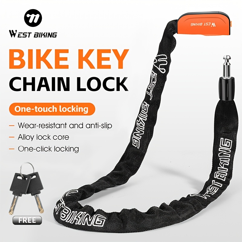 

Bike , Heavy-duty Iron Anti-theft Bicycle Chain, Polished , Mechanical Knob Control, With Sliding Cover, Button, For Mountain, Road, Electric Bikes - Black