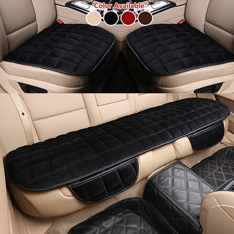 3pcs Plush Car Seat Protector Car Seat Cushion With Non Slip Rubber Bottom Storage Pouch Universal Size Car Interior Accessories Car Decor