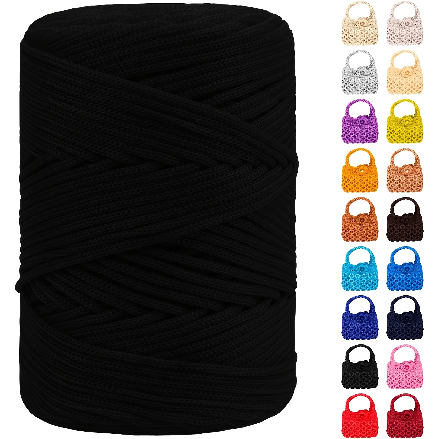 Premium 3 Mm X 218.7 Yard Polyester Macrame Cord - Vibrant Mixed Colors For Crochet Bags, Wall Hangings, Rugs, And Crafts