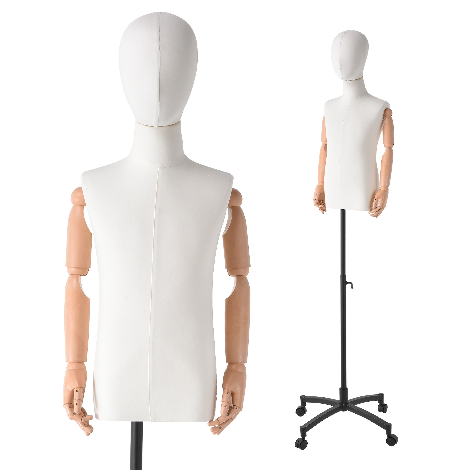 Image of 80.3- 55.9in Small Sized Mannequin Height Adjustable Clothing Mannequin Female Male Sewing Dress Form With Head Rolling Base For