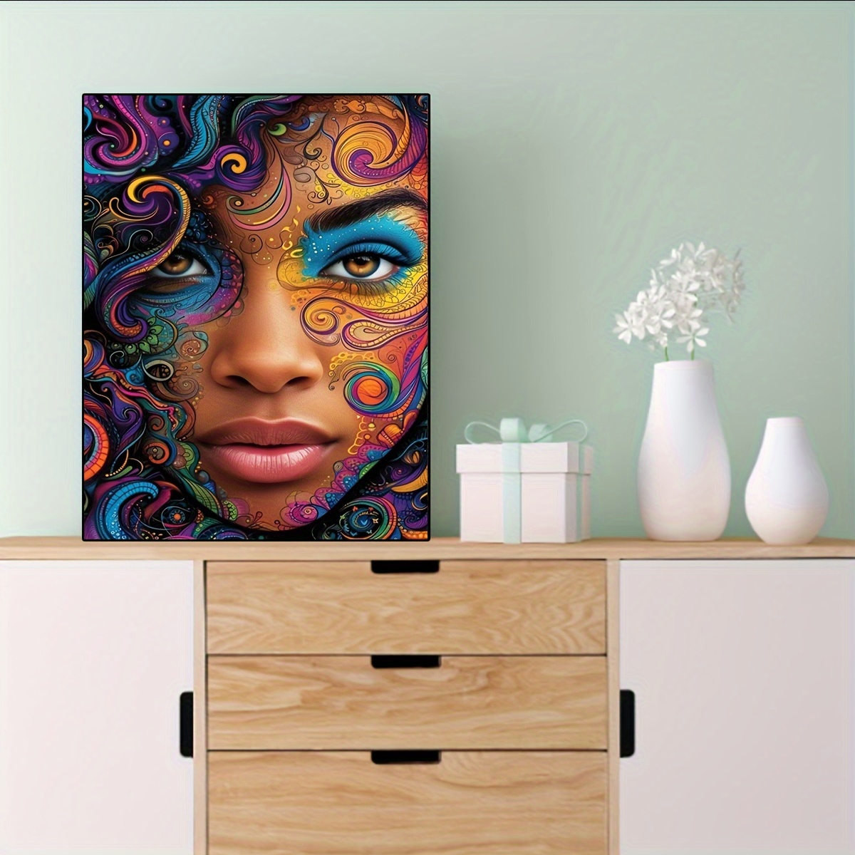 

Artistic Girl Diamond Art Painting, Full Round Diamond Art, Decorative Wall Art Hanging Painting Home Decoration Valentine's Day Gifts, Decorative Craft Wall Art For Home Wall Decor Gifts