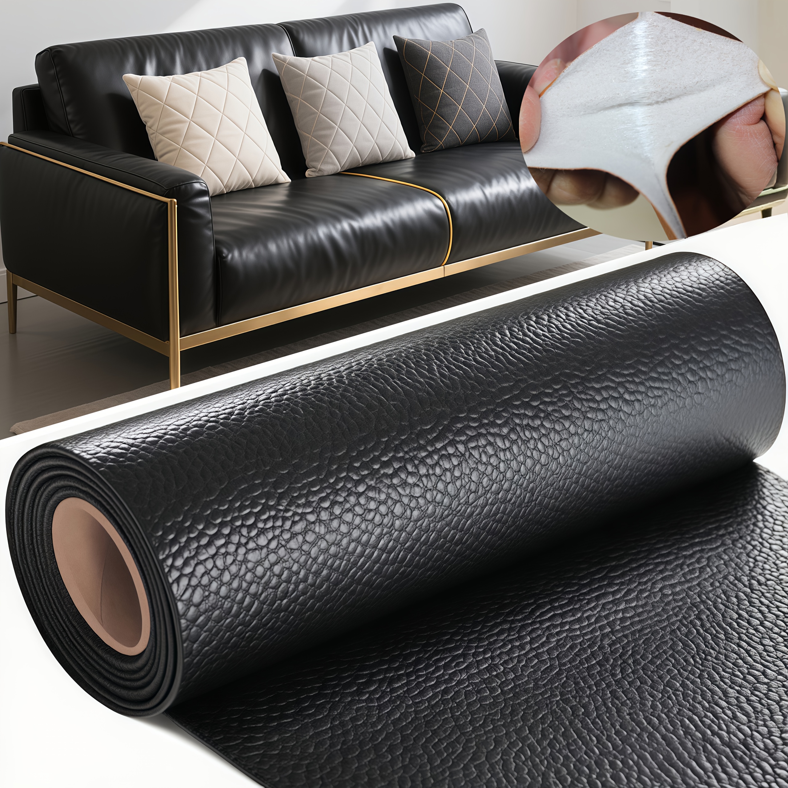 Image of 1pc 10cm X 150cm Heavy Duty Self-adhesive Faux Leather Repair Patches Kit, Faux Leather Repair Strips For Sofas, Car Seats, Chairs, Furniture, Handbags, Shoes, Jackets, And Boat Seats