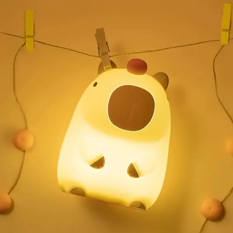 1pc capybara orange night light bedroom sensing sleep companion bedside lamp birthday christmas gift yellow plastic usb powered white light 36 1200mah rechargeable battery no electronic parts Product details 4