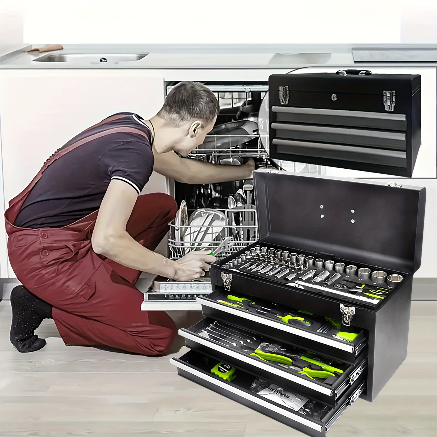 439pcs 46pcs wrench set   style you       household wrench socket tool kit with storage box portable toolbox for home auto repair durable socket drill bits high torque wrench set multifunctional combination hand tool set Product details 2