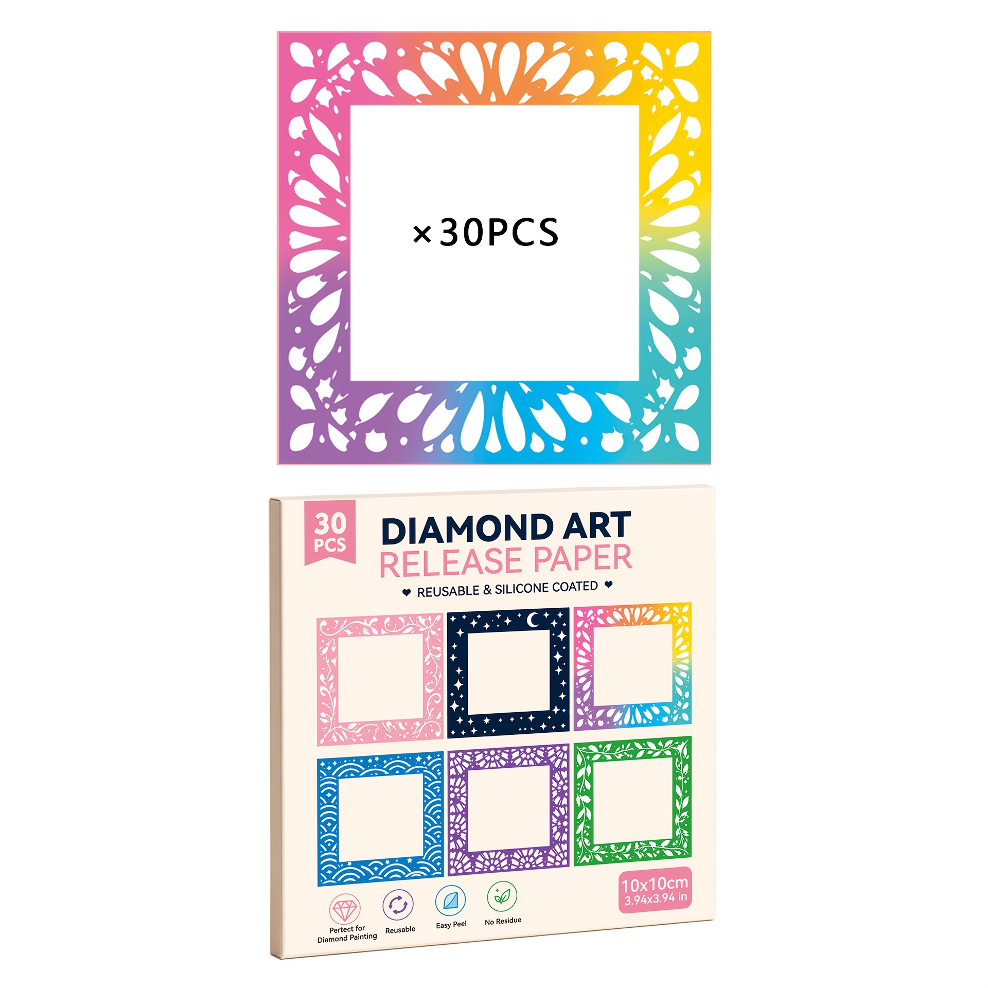 TEMU 30 pcs/boîte Film de réutilisable pour peinture diamant, Papier antiadhésif, Convient pour ensemble d'accessoires d'outils de peinture diamant