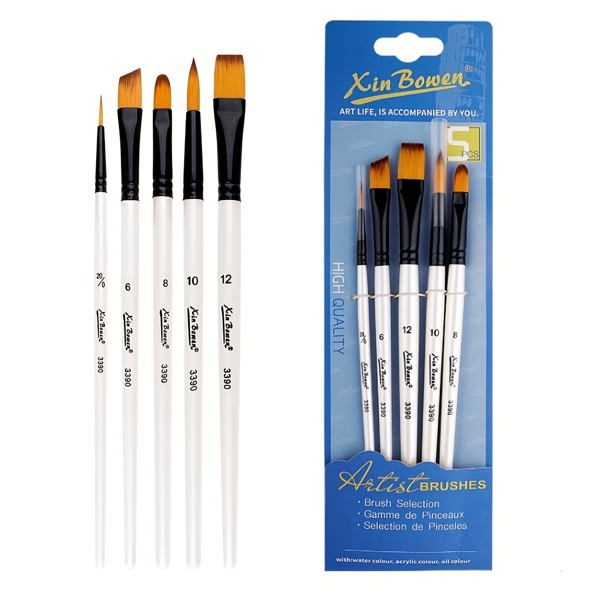

5-piece Artist Paint Brush Set For Acrylic, Watercolor & Gouache - Versatile Body And Face Painting Brushes For Adults And Kids