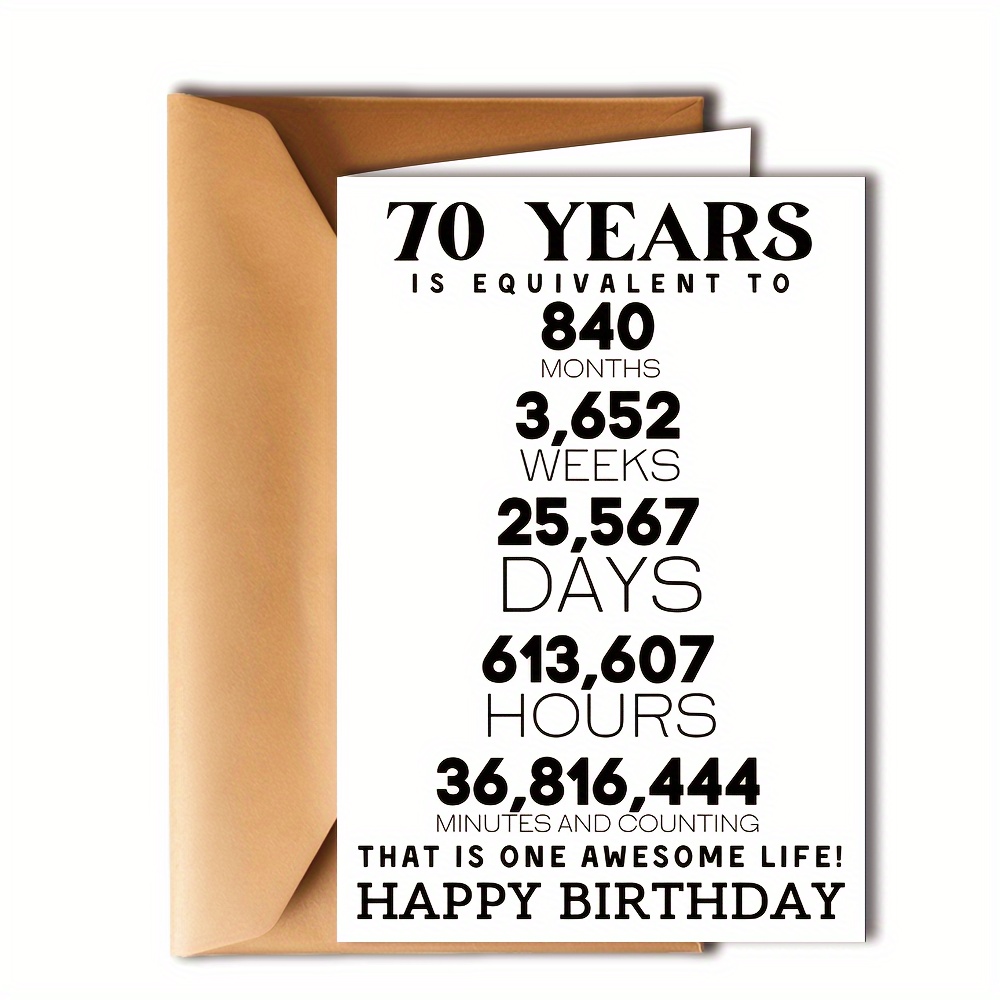 

70th Birthday Card - Super Cute 70th Funny Birthday Gifts For Women/man, Happy 70th Greeting Card For Her, 70th Anniversary Cards For Him Or Her, Table Decor - Includes 70 Years Loved Card & Envelope