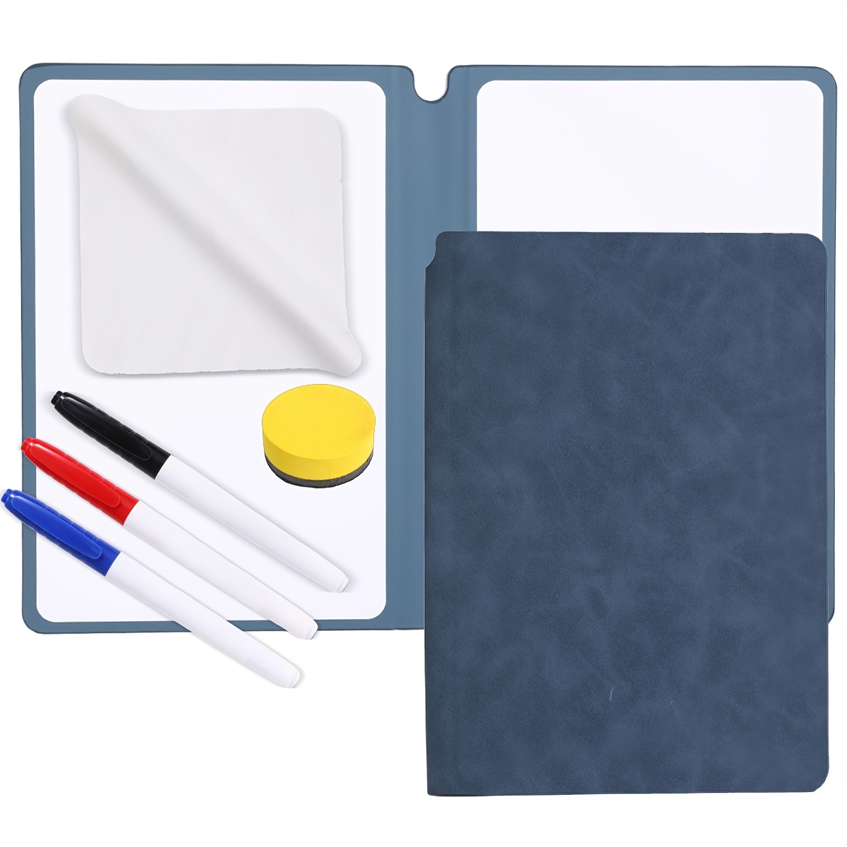 TEMU 1pc Portable Whiteboard, With Whiteboard Pen Eraser Cloth Sponge Eraser, Whiteboard Set, Reusable Whiteboard, For Office, Home, Classroom,