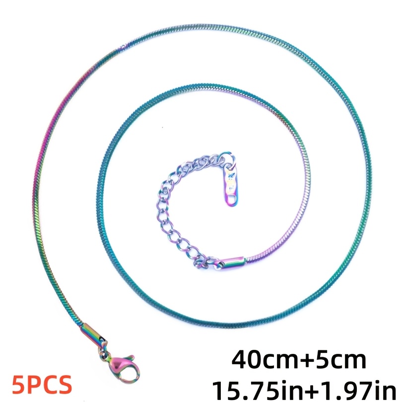 5pcs Multi-Length Lobster Clasp Square Snake Chain Necklace Set