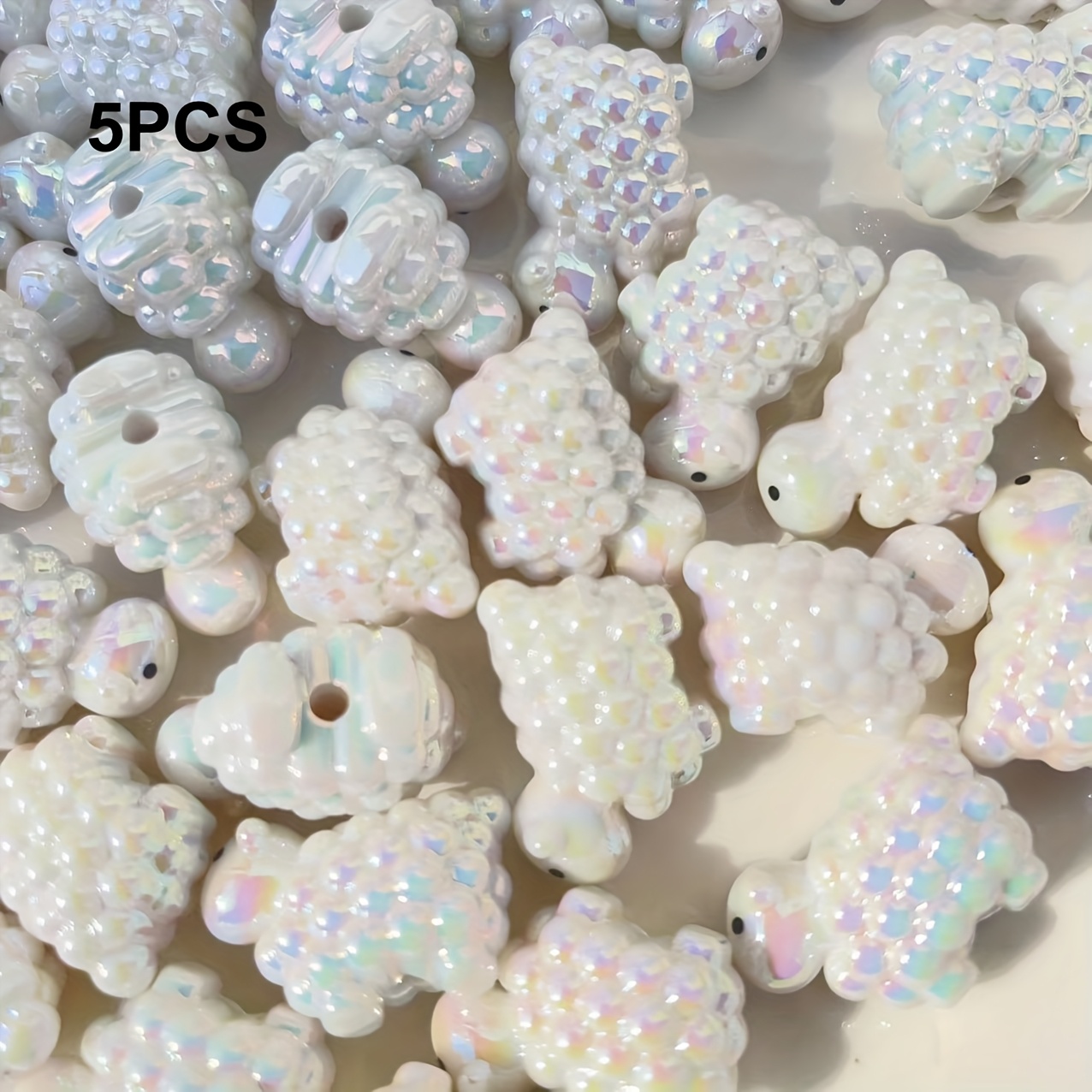 Image of 5pcs Of Acrylic Colorful Sheep Decorative Beads For Making Jewelry Additions, Bead Pen Decoration Additions, Ornaments, And Easter Decoration Supplies