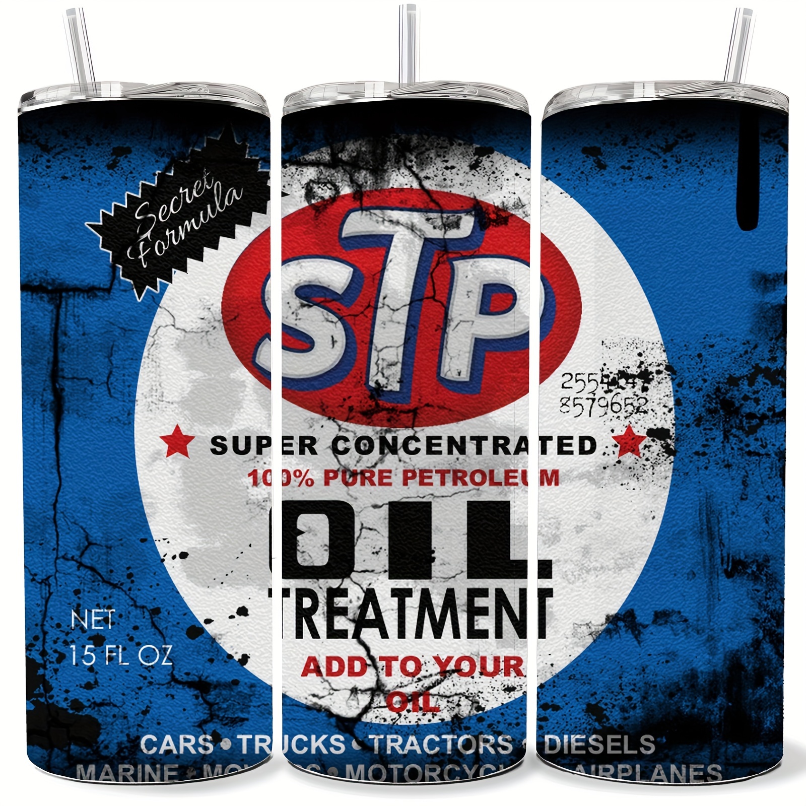 

1pc, Vintage Motor Oil Print 20oz Stainless Steel With Lid & Straw, Vacuum Insulated Thermal Mug, Reusable & Multipurpose, Hand Wash Only