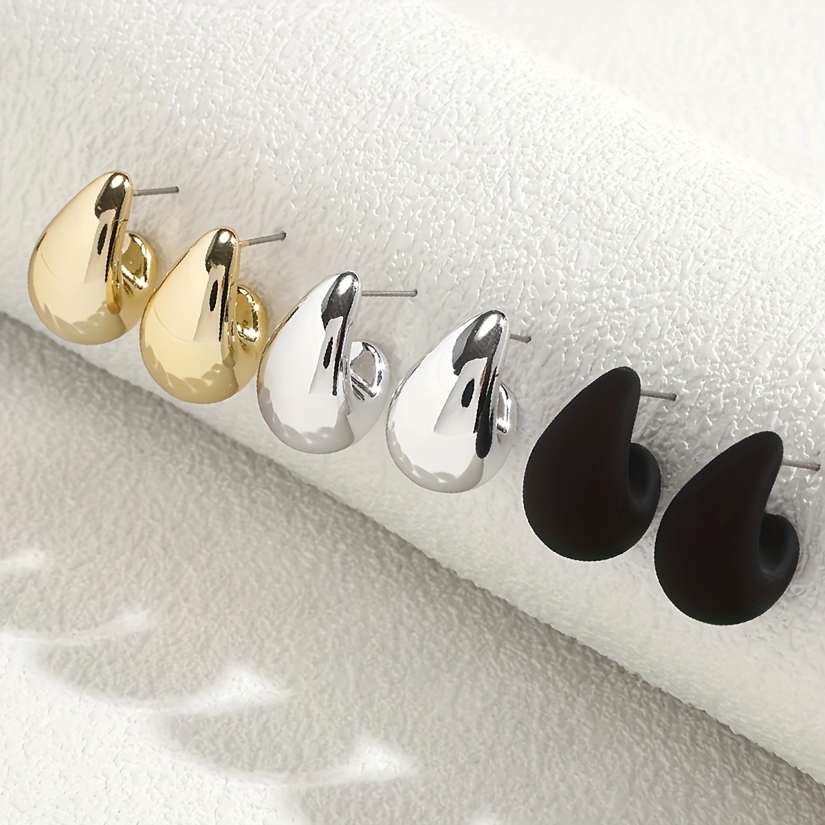Teardrop Hoop Earrings Set for Women Retro Punk Style