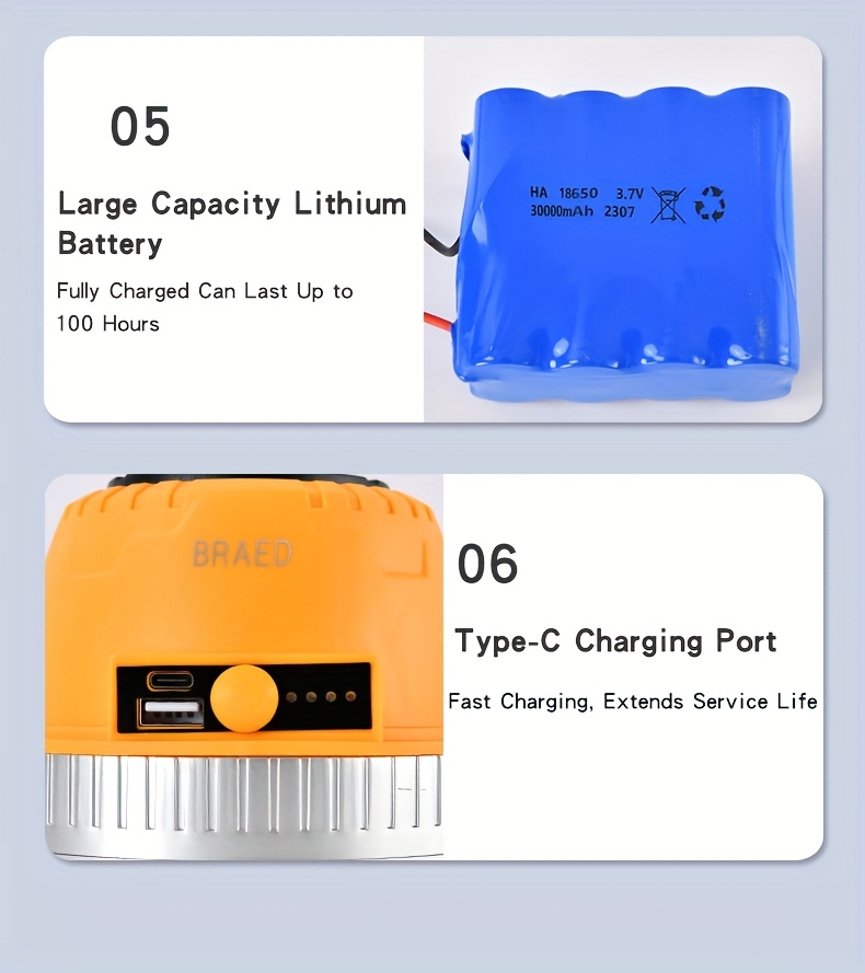 rechargeable led camping lantern camping essentials long lasting 4   camping   bank lantern flashlight for camping emergency power outages Product details 11