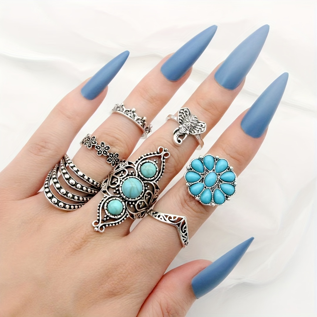 

Opp Bag 26pcs/lot Men And Women New Ring Vintage Bohemian Fashion Simple Couple Gemstone Jewelry Ring Party Mixed Gifts Random Mixed Shipping