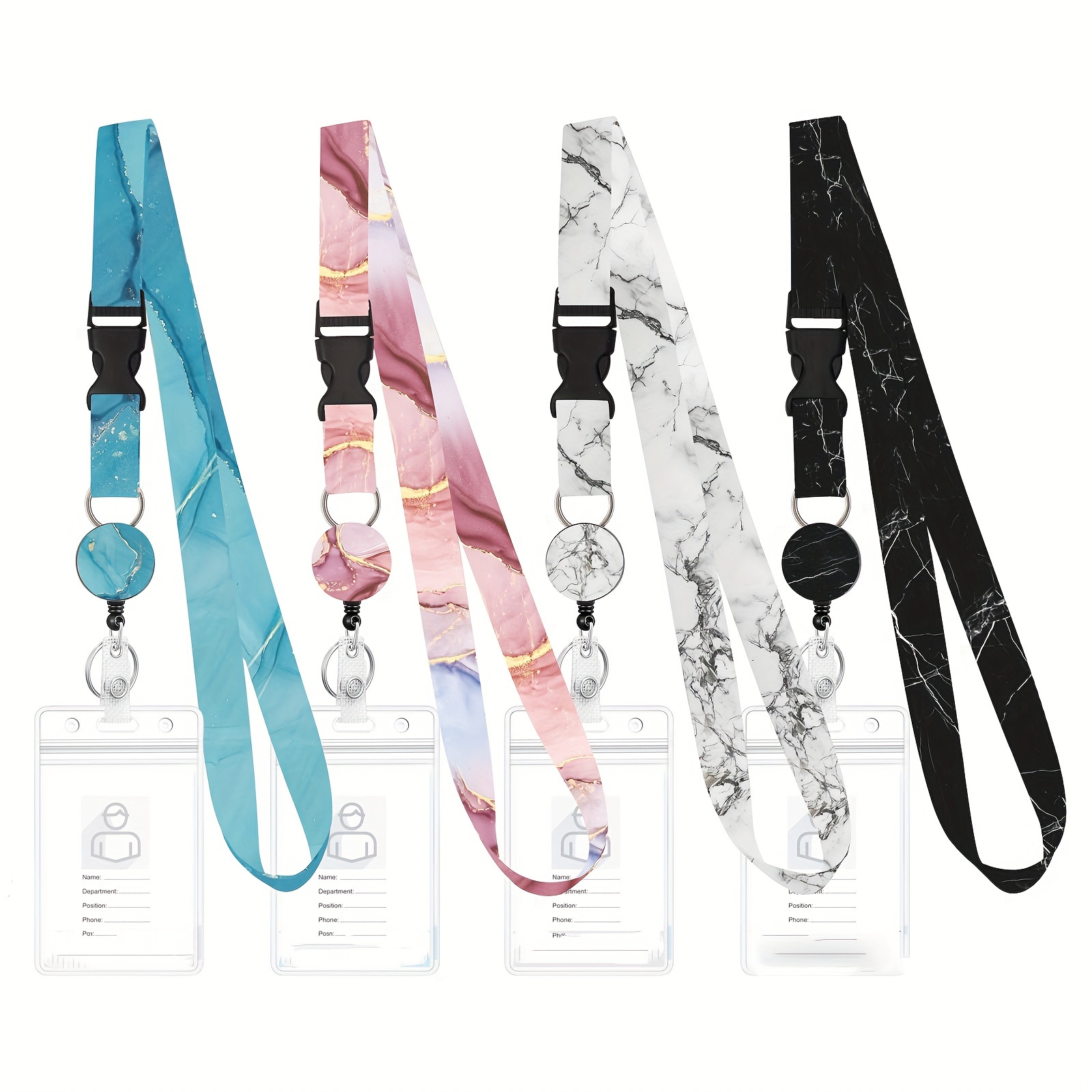 

2 Detachable Marble Lanyards For Cruise Cards, Featuring A Cruise Lanyard Along With A Retractable Badge Reel And A Waterproof Id Badge Holder.