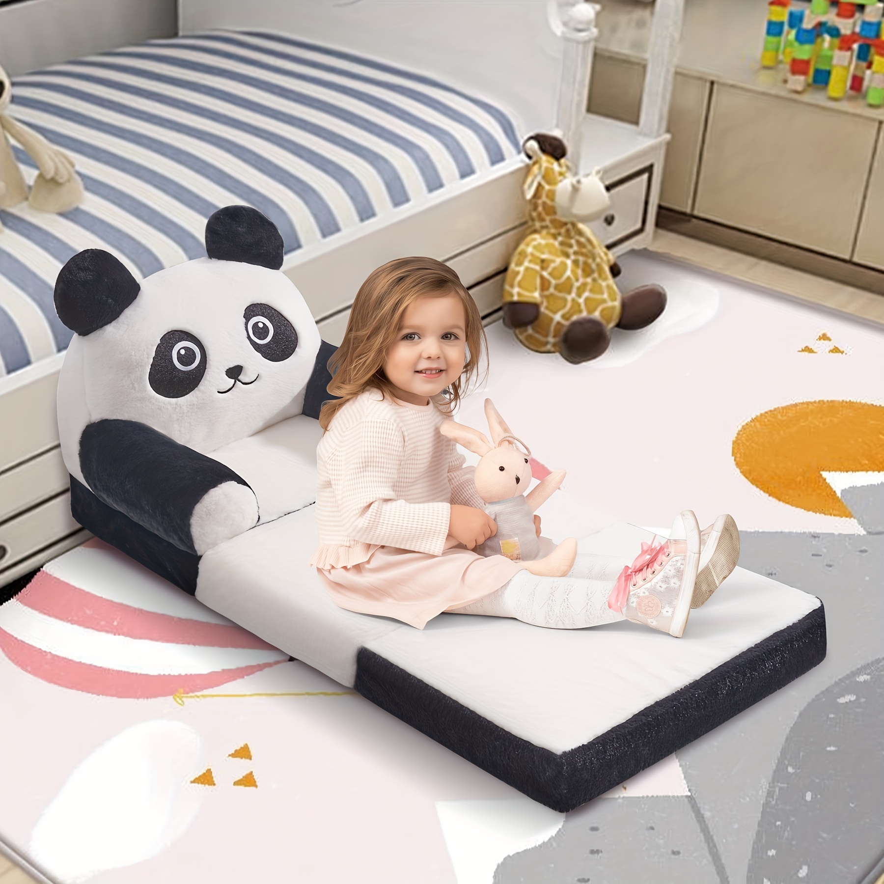 kids sofa chair for 2 in 1 folding soft couch velvet of coral washable polyester memory foam foldable sofa for girls boys 3 sofa for kid details 7