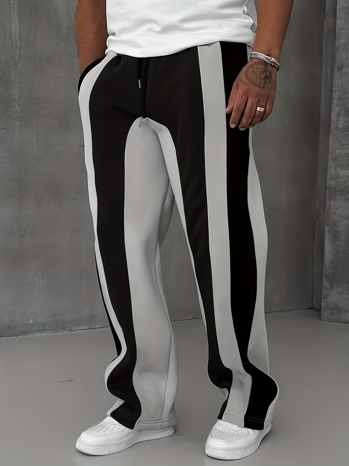 Men's Straight-Leg Athletic Pants with Pockets - Solid Color All-Season H-Fit for Outdoor Sports, Gym,, & Casual Wear - Machine Washable Straight Tube for Training, Parties, for / (Year-Round) - Pocketed Straight-