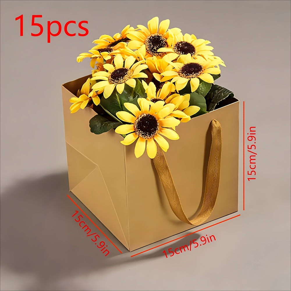 TEMU Cadeau pour elle/lui, sacs cadeaux carrés en papier marron avec poignées en ruban, comprenant sacs cadeaux et de courses en papier. Ces grands