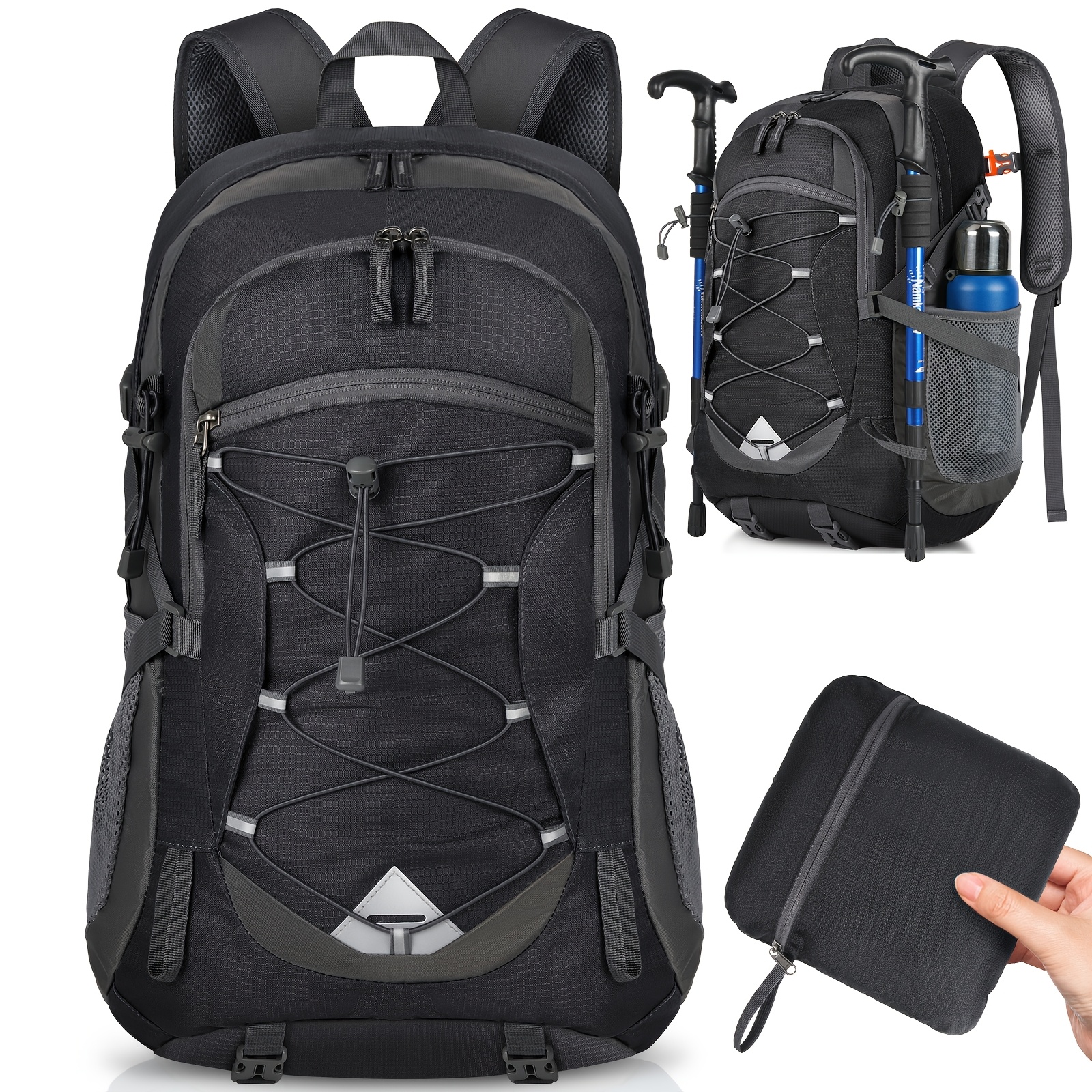 TEMU Igolumon 40l Hiking Backpacks Lightweight Outdoor Daypack For Climbing Camping Touring Black