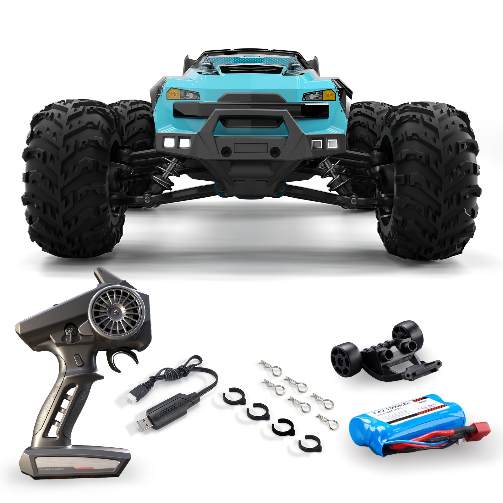 TEMU 1/16 Scale 4wd Rc Truck With Wheelie Bar - 70km/h Off-road Racing & Drifting Car, 2.4g Remote Control, Multi-car Compatible, Led Lights, Rc390