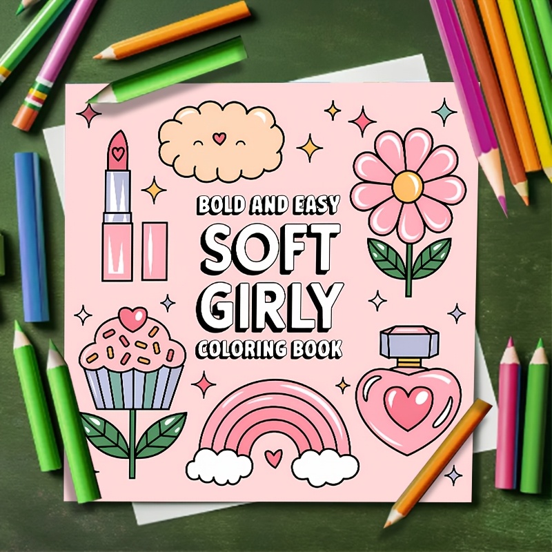 

1pc Soft Cover Coloring Book For Adults - 20 Pages, Cute & Simple Pages, Paper, Ideal For Easter, Back To School, Valentine's Day, Holiday Parties, Friends, Colleagues, Family, School Gifts - Pink &