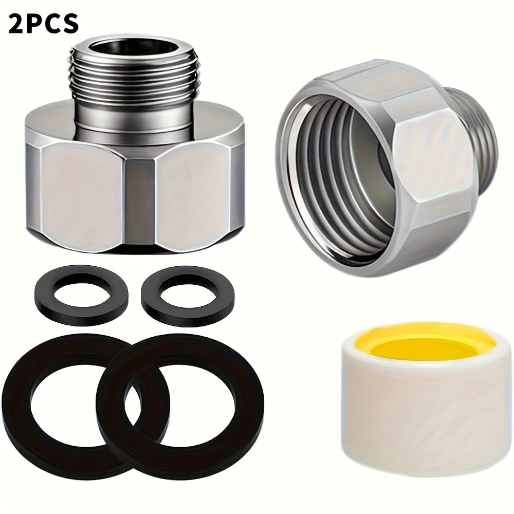 Image of Water Line Adapter, Pipe Fittings In 1/2" Female To 3/8" Male Reducer Adapter, Compression Fitting For Kitchen Bathroom Faucet Supply Hose, Stop Valve Pipe Connector With Rubber Washer