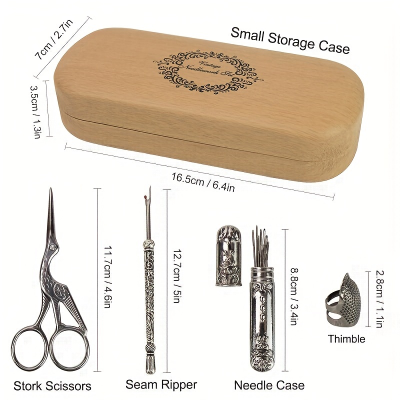 Embroidery Needles and Scissors Sewing Tools Storage Box