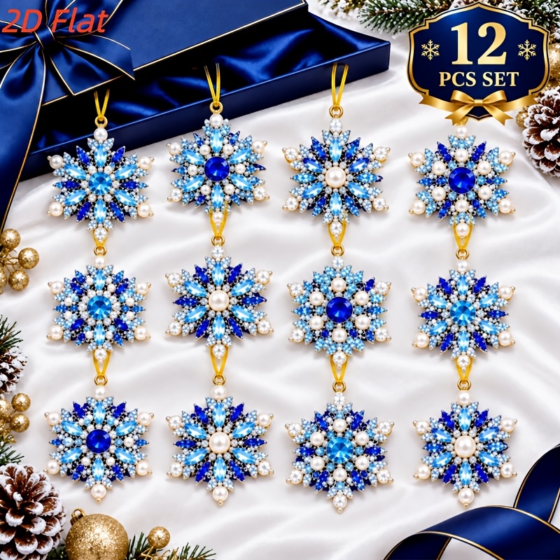 TEMU 12pcs Christmas Pearl Diamond Painting Adult Hanging Decoration Art Set, Double-sided (single-sided Diamond Drilling Double-sided Pattern)