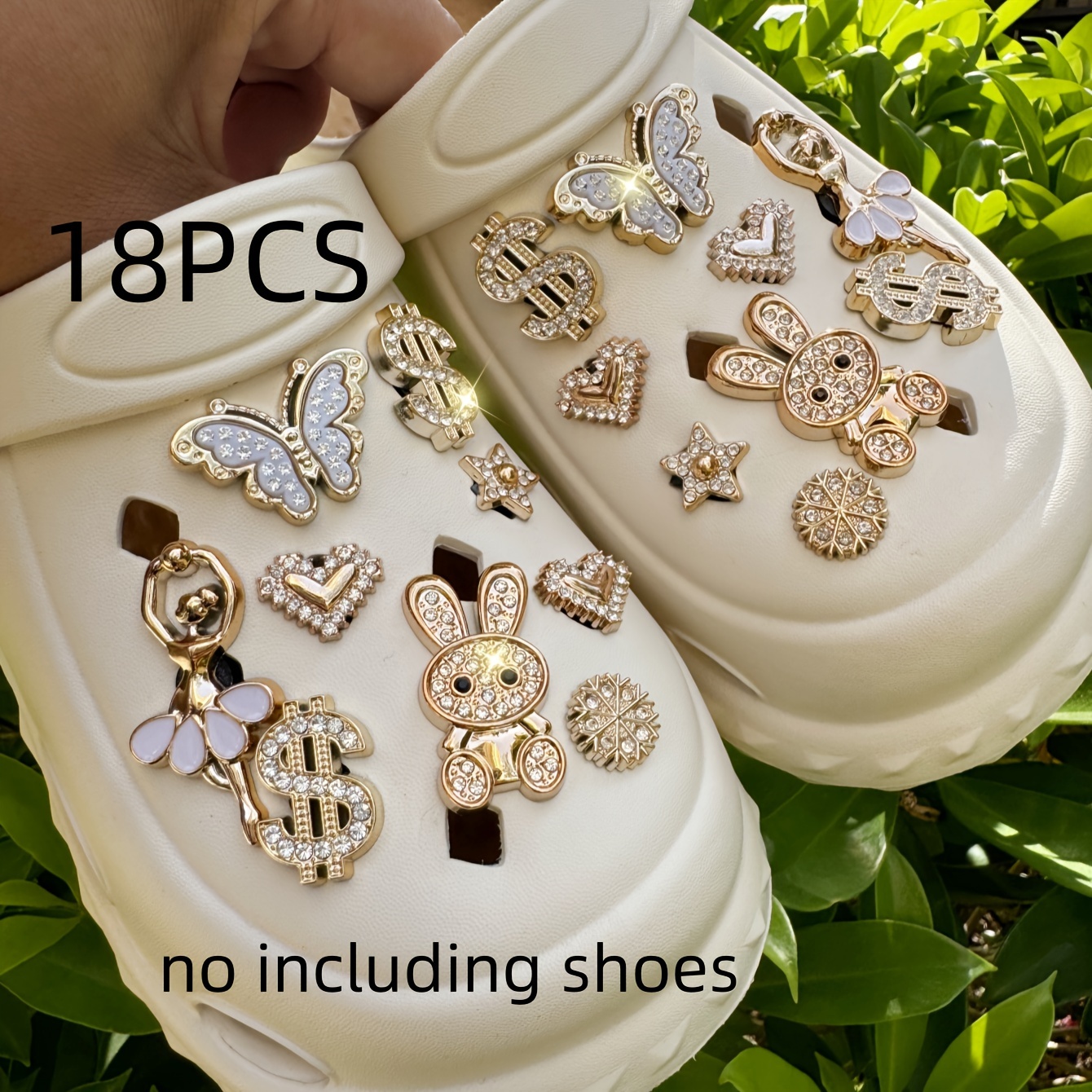 Image of 18pcs Rabbit Ballet Girl Additions, Including Rhinestone Dollar Detachable Fashion Shoe Flowers, Abs Durable Material