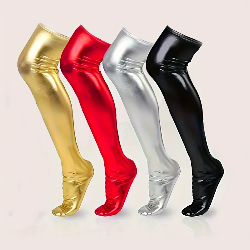 

Pu Leather Shiny Thigh High Stockings, Cosplay Music Festival Over The Knee Socks, Women's Stockings & Hosiery