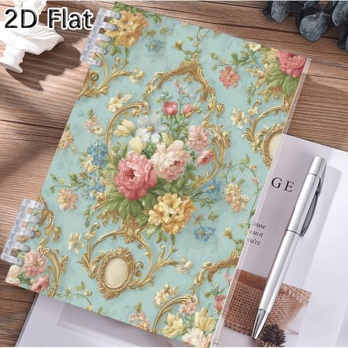 1pc vintage elegant floral print notebook for daily study office and daily use