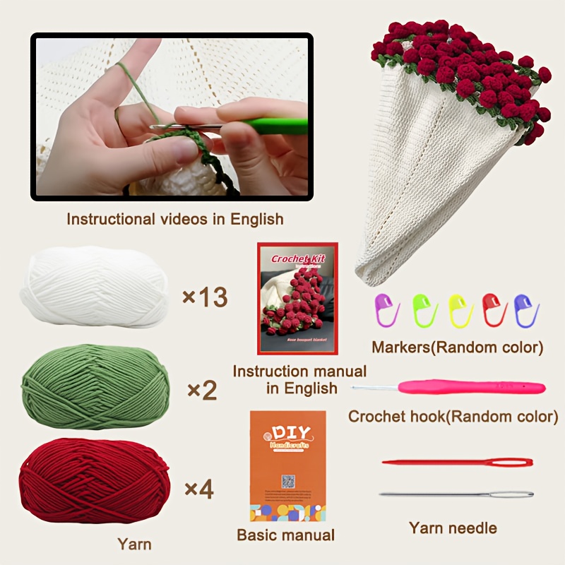 Coperta Mimetica Floreale All'Uncinetto - Si Trasforma In Bouquet Di Rose - Morbida E Lavabile - Ø 105 Cm - 2