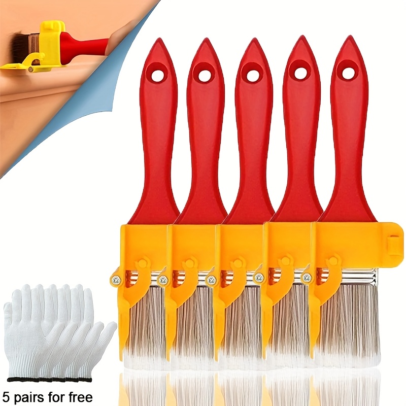 Set de pinceles de pintura de grado profesional con mango de madera y  guantes, herramienta para recortar pintura y colores, bordeador d