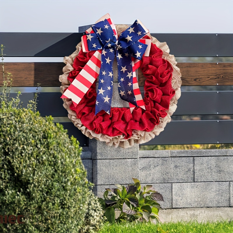 Flag American Fourth of July Independence Day Mesh Door Wreath